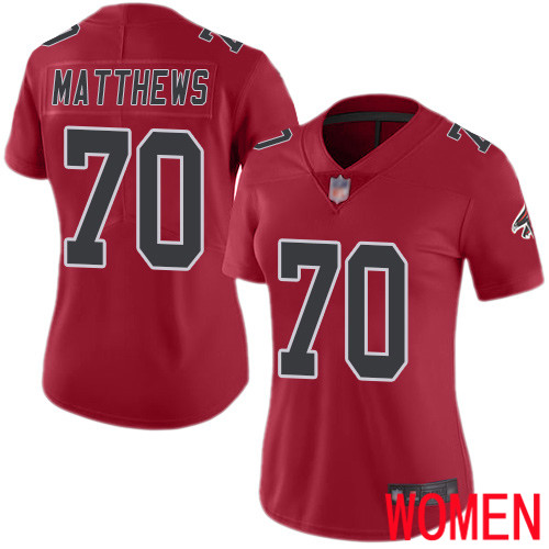 Atlanta Falcons Limited Red Women Jake Matthews Jersey NFL Football #70 Rush Vapor Untouchable